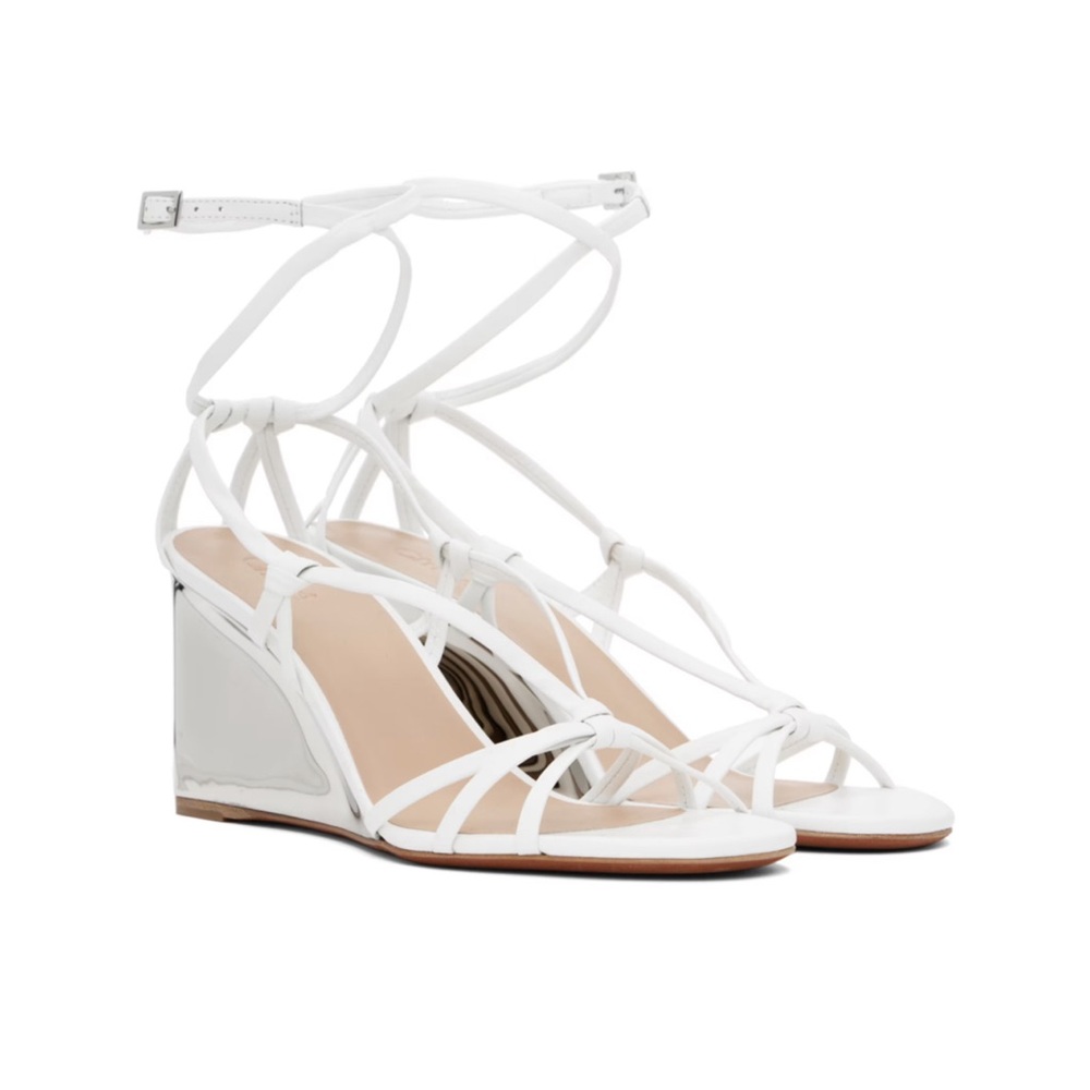 CHLOÉ White Rebecca Wedge Heeled Sandal
